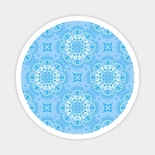 Ornamental floral mandala blue #1 Magnet